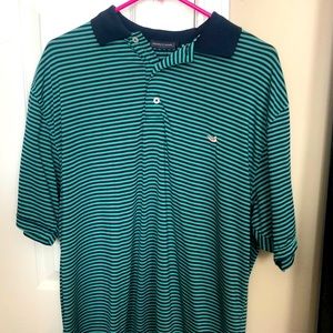 Southern Marsh maroon stripe polo shirt sleeve.   C